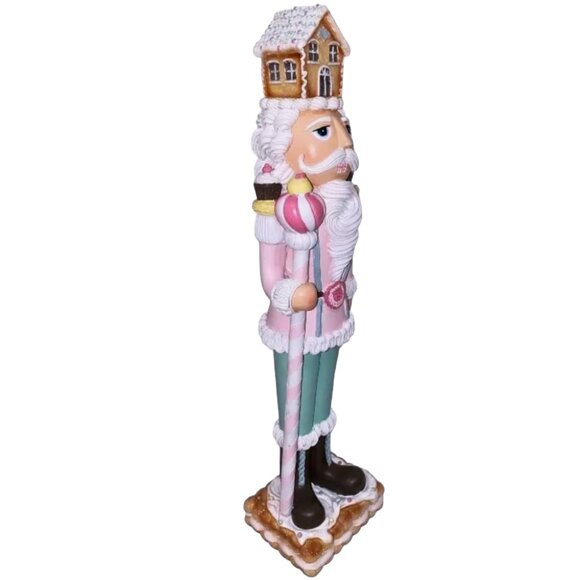 Christmas Pastel Pink Colonel 18" NUTCRACKER Cookie Icing Gingerbread House NEW - Picture 7 of 7